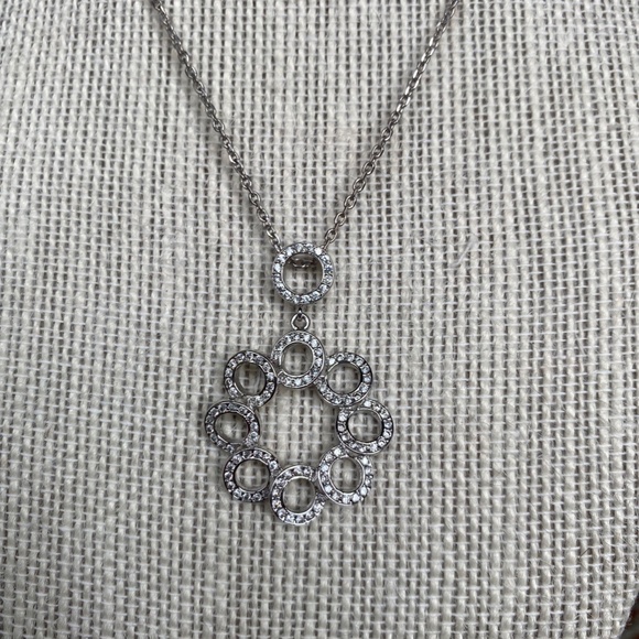 Circles Pave Silver NECKLACE NWT - Picture 3 of 9